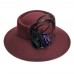 5658CM 's Retro England Bucket Pork Pie Hat Wool Felt Feather Wide Brim   eb-35086859